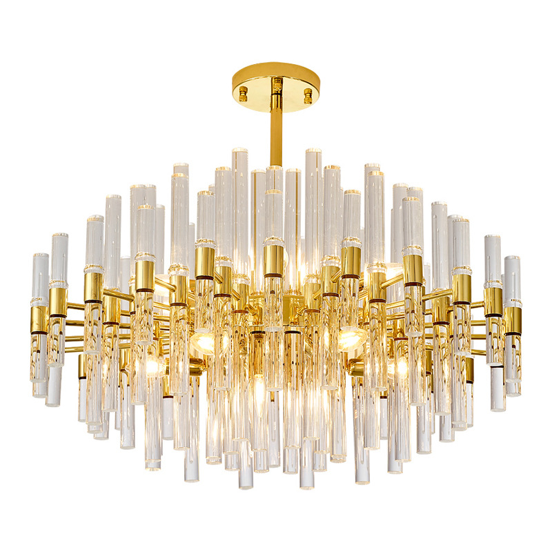 Luxury Modern Large Gold Crystal Glass Pendant Light Chandelier for Dining Room