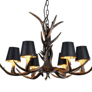 American Vintage Style Resin Antler Chandelier 6 Lights Deer Horn Pendant Lights