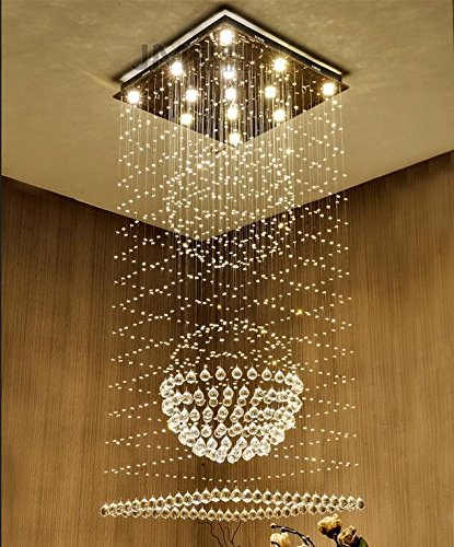 Modern Luxurious Rain Drop Crystal Chandelier Ceiling Fixture for Hallway Corridor Stairs