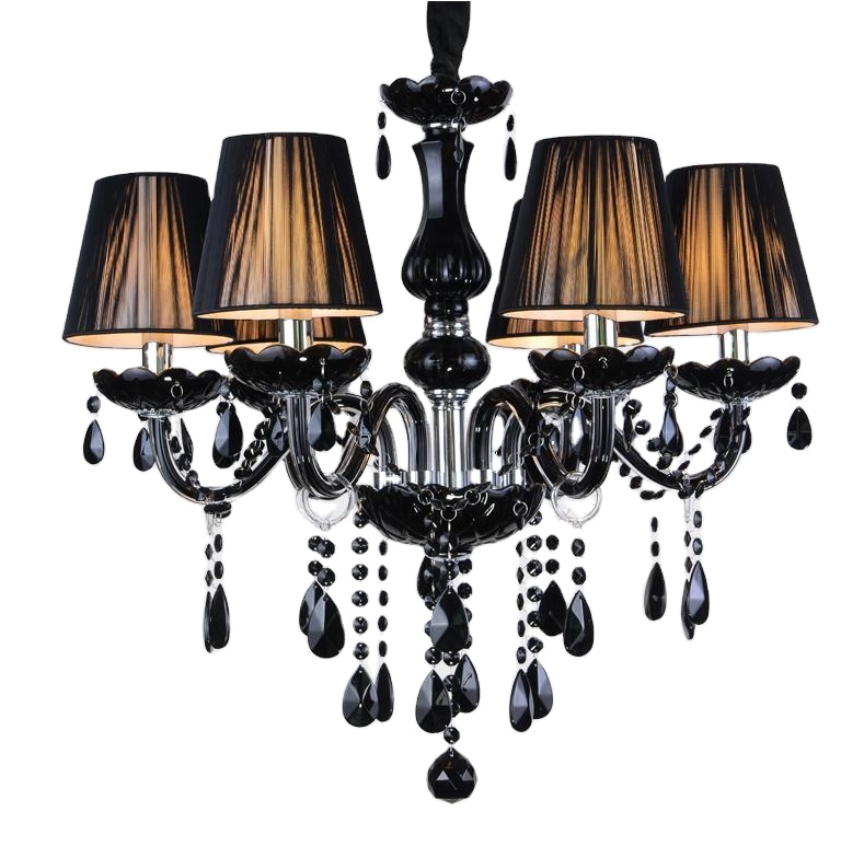Fashion 6 Lights Black K9 Crystal Pendant Lamp Chandelier