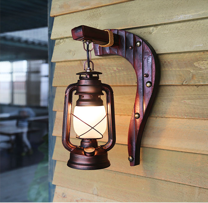 New Vintage Coffee Shop Antique Cast Iron Glass Wall Lamp