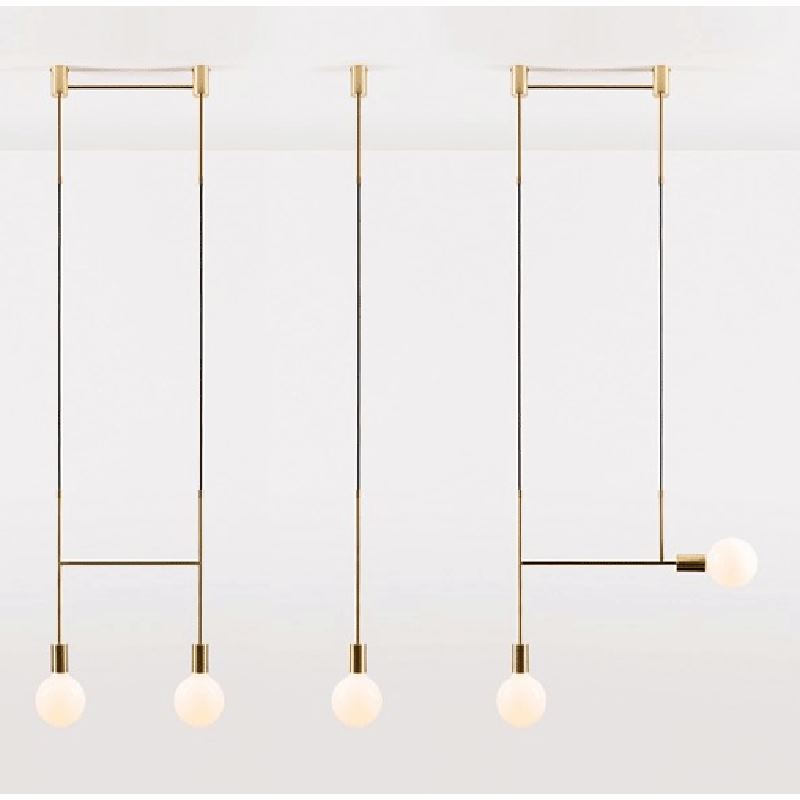 Nordic Decorative Light Cylinder Linear Copper Pendant Light