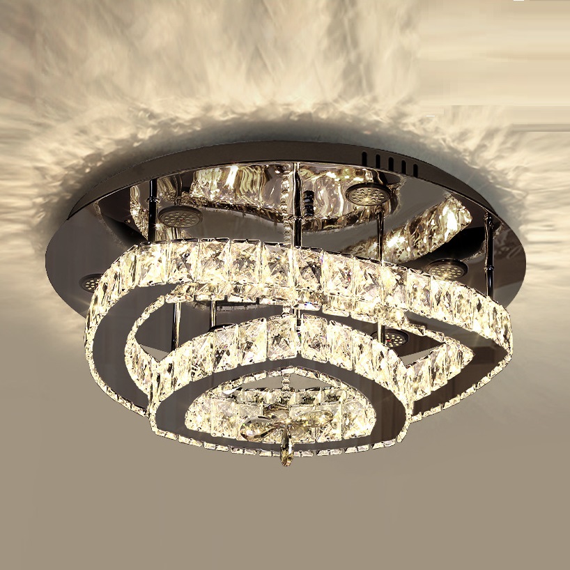 Ceiling Light Fixture with Crystal Drops for Dining Room, Bedroom, Living Room