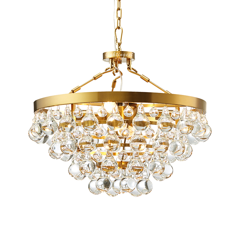 American Style Round Crystal Chandelier Modern Gold Chandelier Crystal Raindrop Ceiling Lights Chandeliers