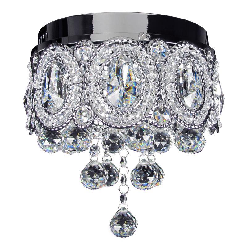 Modern Round Crystal Flush Mount Lamp LED Chandelier 1-Light Ceiling Fixture