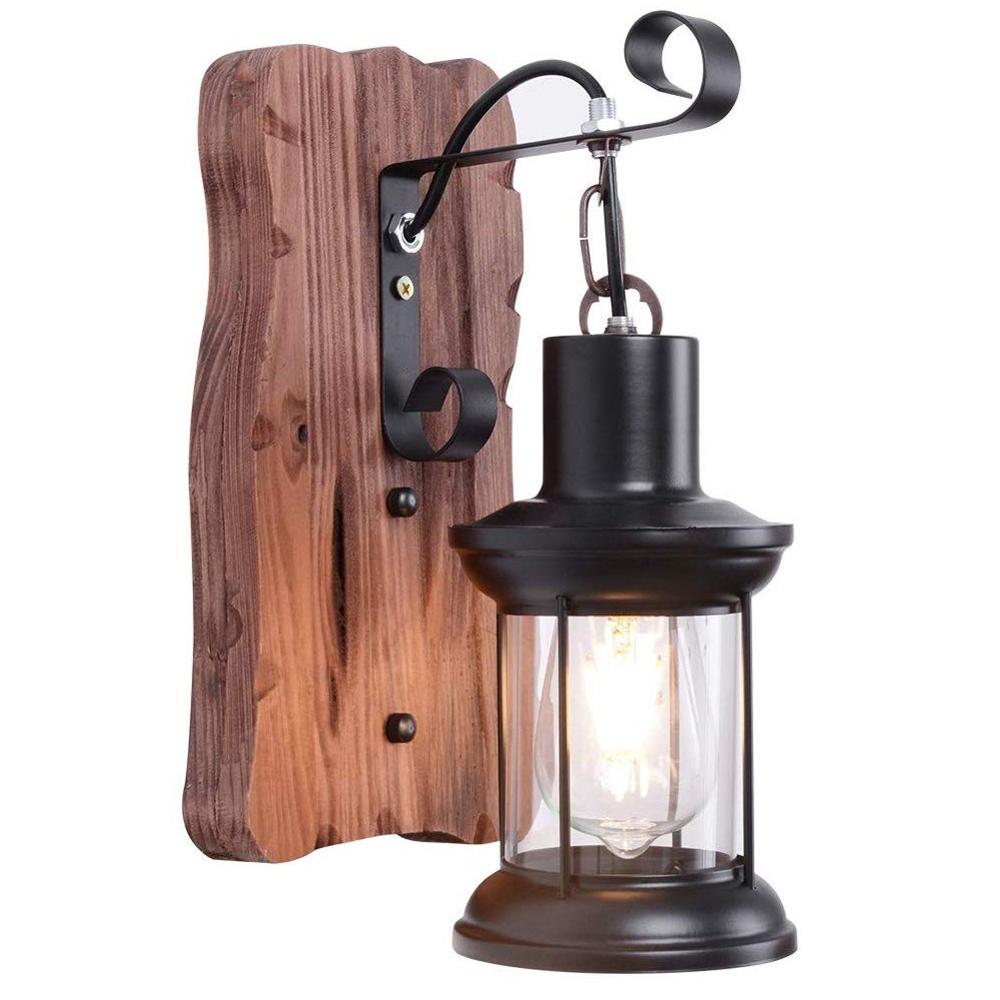 Single Head Industrial Vintage Retro Wooden Metal Painting Color Wall Lamp for the Home Corridor Decorate Wall Light