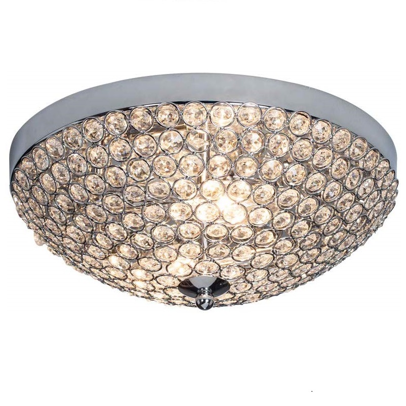 Hight Quality Mini Style Bowl Shaped Flush Mount Ceiling Fixture Chrome Finish Crystal Ceiling Light Luxury Crystal Light