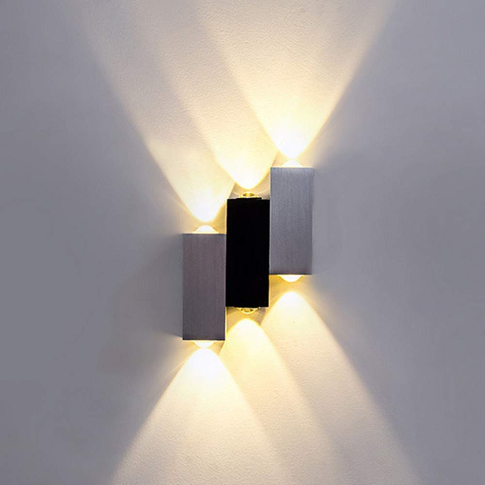 LED Wall Light Modern Indoor Wall Lighting 6W Brushed Aluminium up Down Wall Lights for Living Room Bedroom Kitchen Sconce
