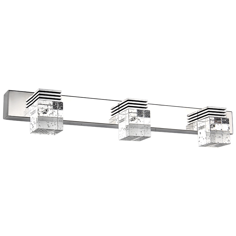 Bathroom Light 3 Lights Modern Glass Stainless Steel Vanity Wall  Over Mirror Long LED Dimmable Bathroom Lighting Fixtures