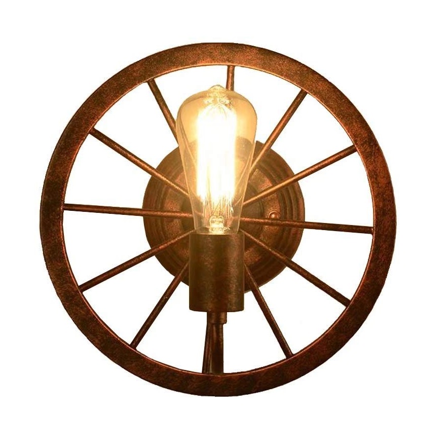 Metal Vintage Round Turntable Style Industrial Wall Light Fixture with Retro Style for Bar