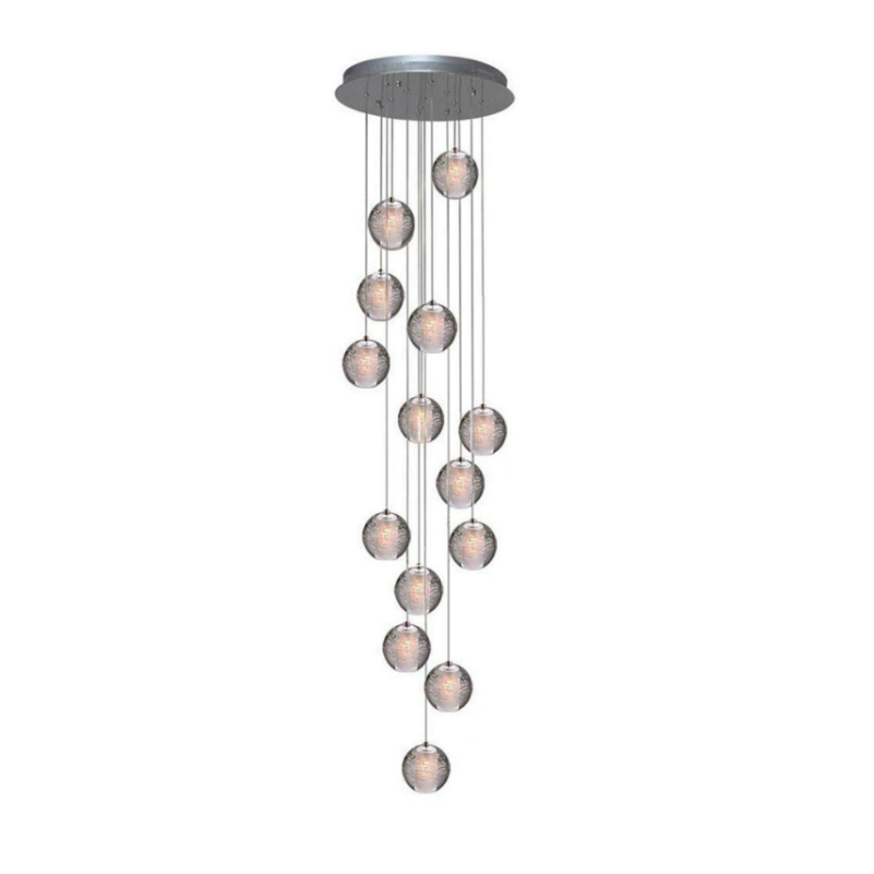 Modern Pendant Light LED Raindrop Ceiling Lamp Crystal Ball Hanging Fixture Lighting 14-Light G4 Staircase Crystal Chandelier