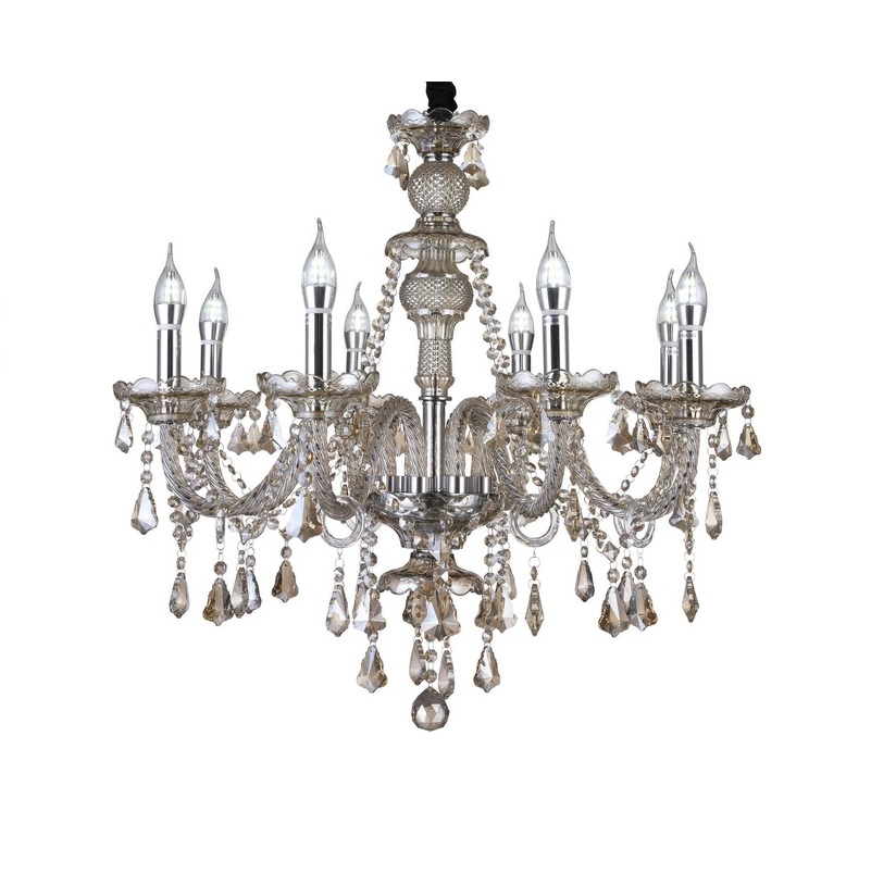 E12 LED 3 Brightness Cognac Colour Crystal Candle Chandelier Ceiling Lights Fixture Lamp Chandelier Pendant Lights Lighting